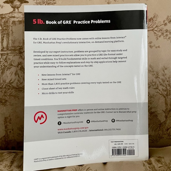 5 lb GRE Practice Problems Manhattan Prep - like new not worked on - Picture 3 of 6